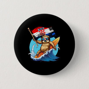 Croatia Surfing Sloth Croatian Flag Surf Croatian 6 Cm Round Badge