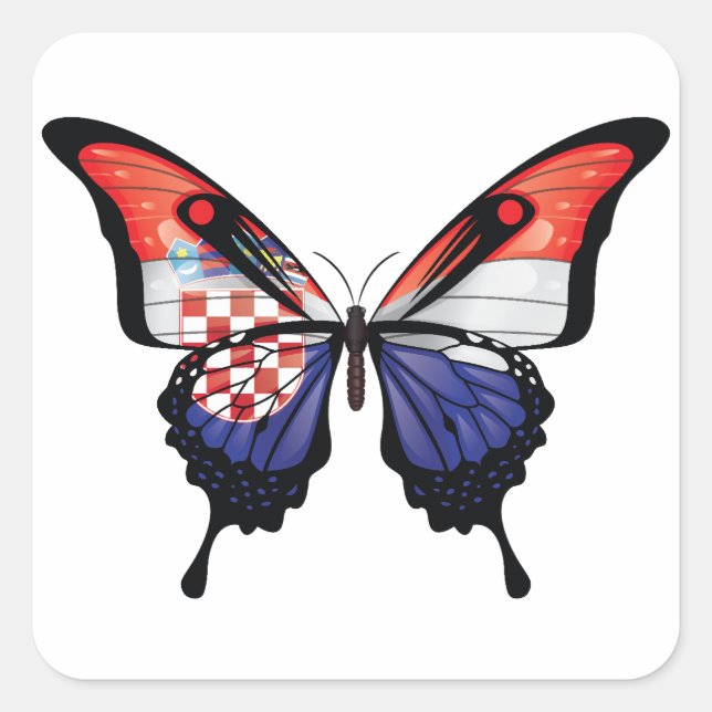 Croatia Swallowtail Butterfly Flag Sticker (Front)