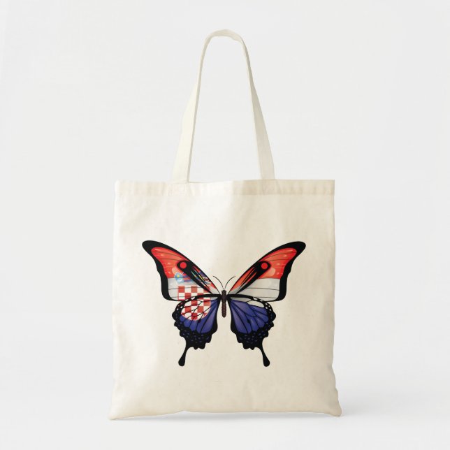 Croatia Swallowtail Butterfly Flag Sticker Tote Bag (Front)