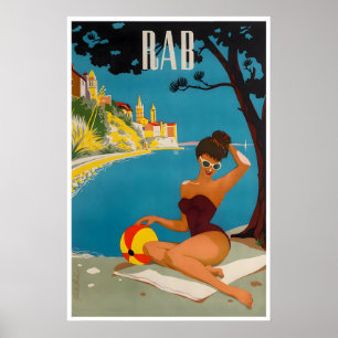 Croatia Travel Poster Rab Island Art Beach Print