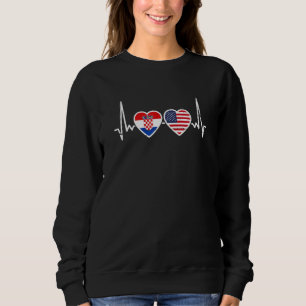 Croatia USA Heartbeat Croatian American Flag Sweatshirt