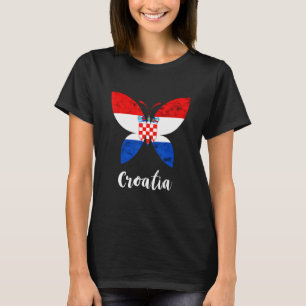 Croatia Vintage Butterfly Croatian Flag Croatian P T-Shirt