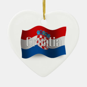 Croatia Waving Flag Ceramic Tree Decoration