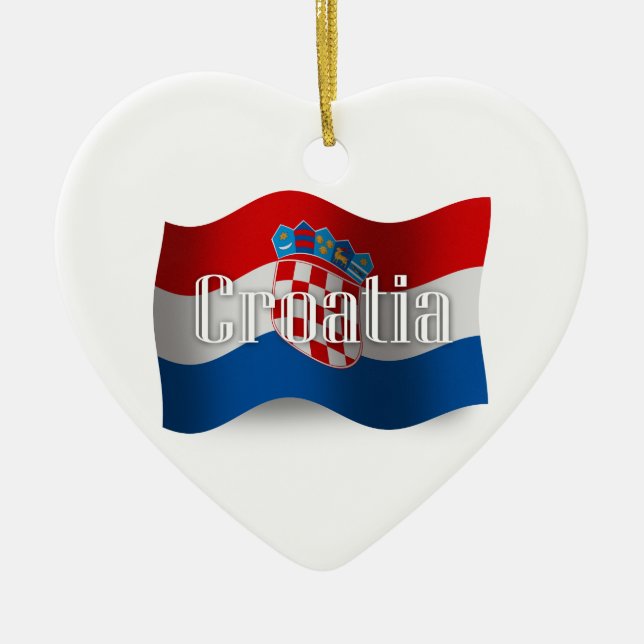 Croatia Waving Flag Ceramic Tree Decoration (Front)