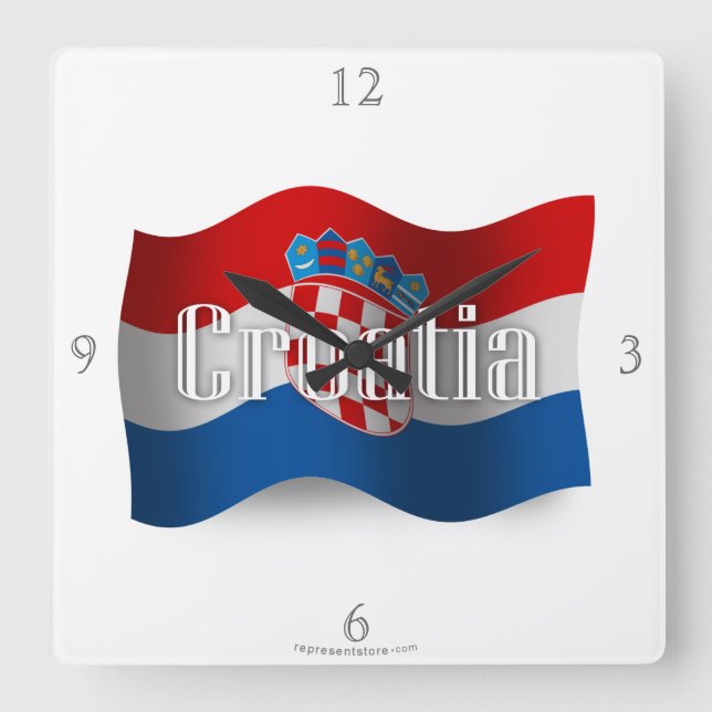 Croatia Waving Flag Square Wall Clock (Front)