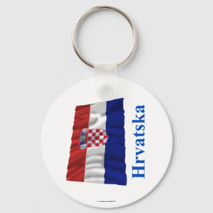 Croatia Waving Flag with Name in Croatian Key Ring