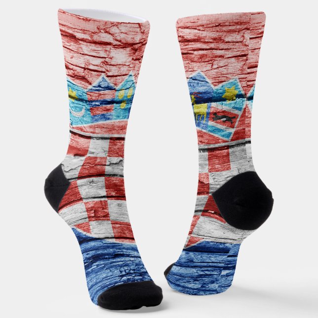 Croatia wooden flag socks (Angled)