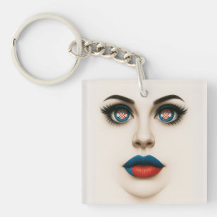 Croatian Beauty Eyes & Lips Pop Portrait Key Ring