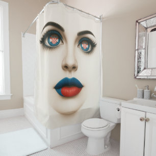 Croatian Beauty Eyes & Lips Pop Portrait Shower Curtain