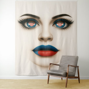 Croatian Beauty Eyes & Lips Pop Portrait Tapestry