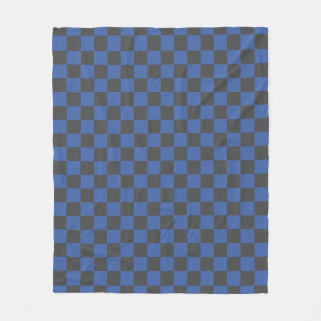 Croatian Black Blue Chequerboard Pattern  Fleece Blanket (Front)