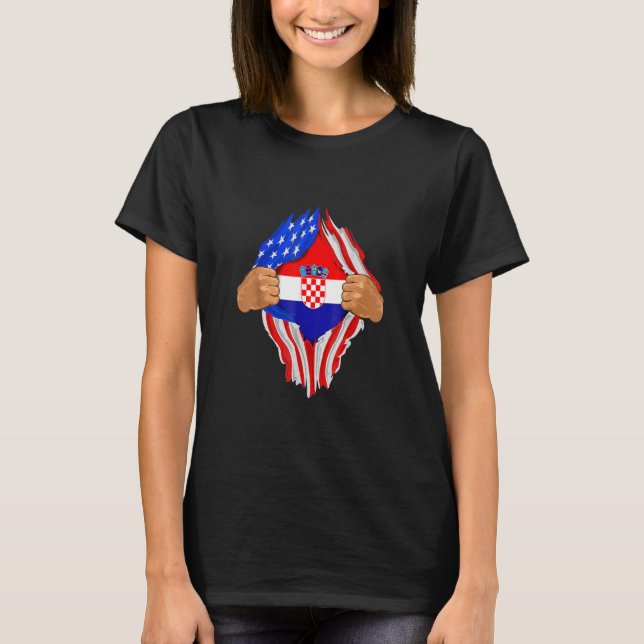 Croatian Blood Inside Me   Croatia Flag Gif T-Shirt (Front)