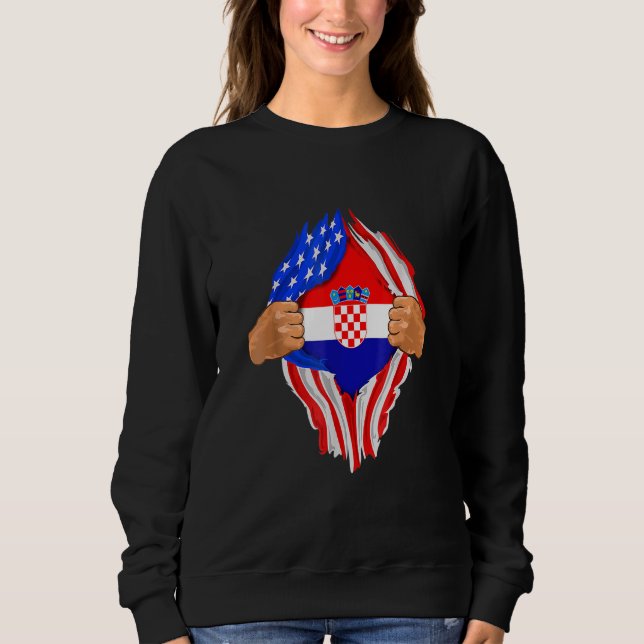 Croatian Blood Inside Me  Croatia Flag Sweatshirt (Front)