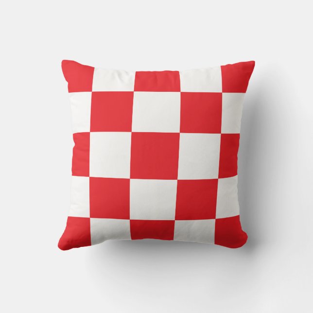 Croatian chequerboard pattern red cushion (Back)