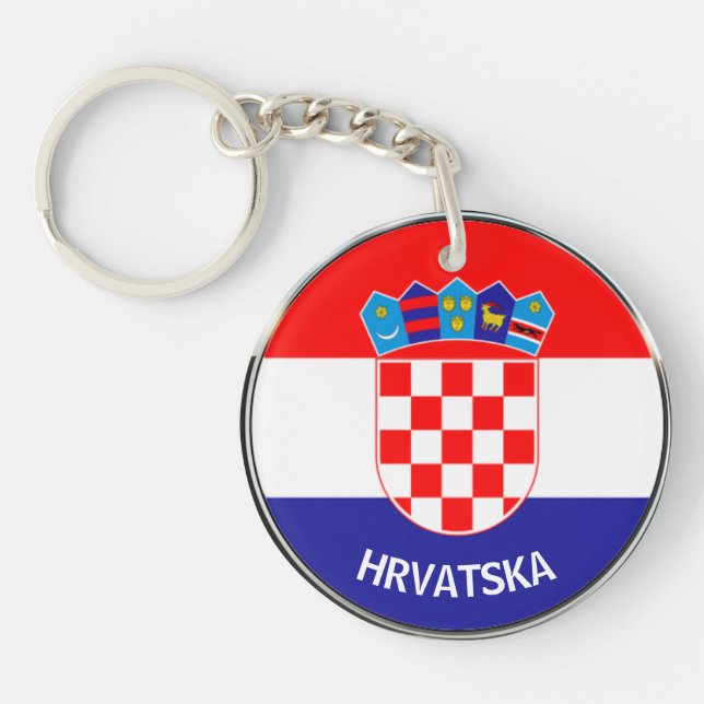 Croatian Coat of Arms with Text, Hrvatski grb  Key Ring (Front)