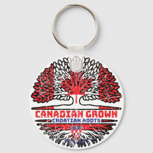 Croatian Croatia Canadian Canada Tree Roots Flag Key Ring