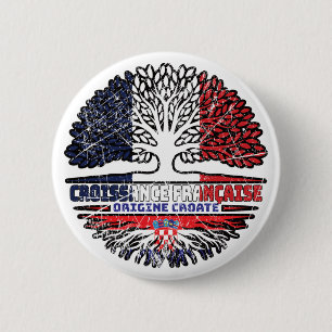 Croatian Croatia French France Tree Roots Flag 6 Cm Round Badge