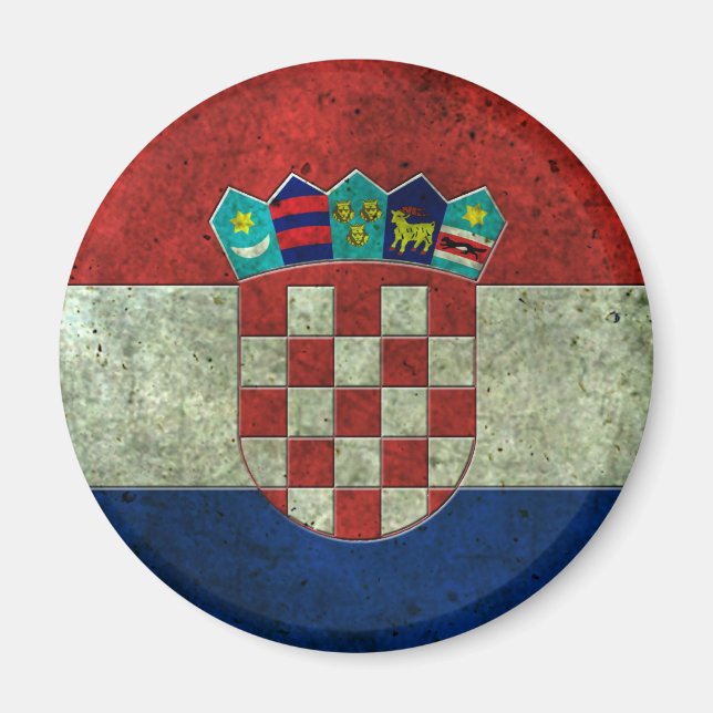Croatian Flag Aged Steel Effect Magnet (Front)