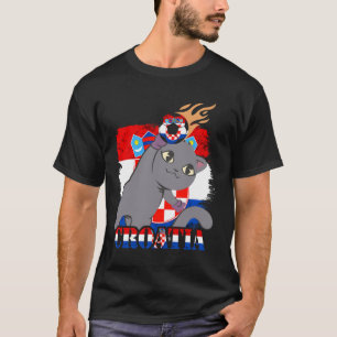 Croatian Flag Cat Croatian Soccer Croatian Roots C T-Shirt