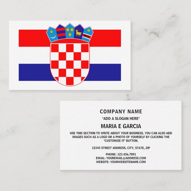 Croatian Flag & Coat of Arms, Flag of Croatia Business Card (Front/Back)