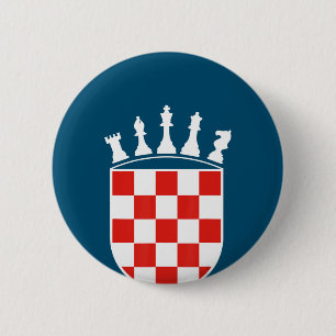 Croatian Flag Colours Chess Player Gifts for Croat 6 Cm Round Badge
