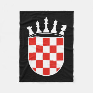Croatian Flag Colours Chess Player Gifts for Croat Fleece Blanket