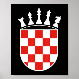 Croatian Flag Colours Chess Player Gifts for Croat Poster