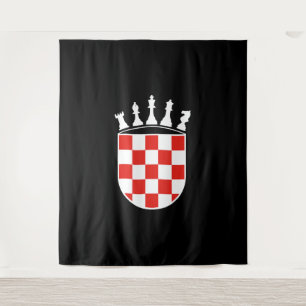Croatian Flag Colours Chess Player Gifts for Croat Tapestry