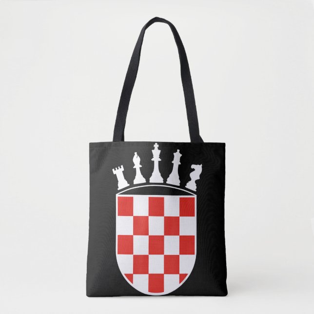 Croatian Flag Colours Chess Player Gifts for Croat Tote Bag (Front)