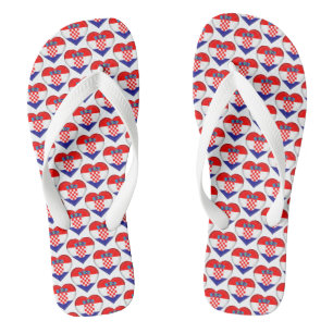 Croatian Flag Colours Hearts Pattern Patriotic Thongs