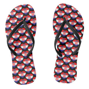 Croatian Flag Colours Hearts Pattern Patriotic Thongs