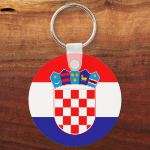 Croatian flag & Croatia holiday, travel / sports Key Ring