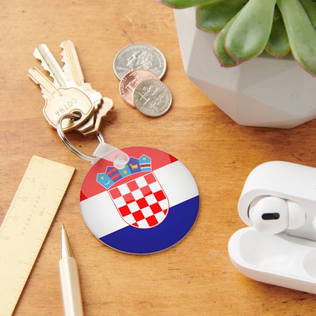Croatian flag & Croatia, travel, holiday  /sports Key Ring (Desk)