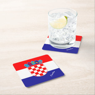 Croatian flag & Croatia wedding, party /sports Square Paper Coaster