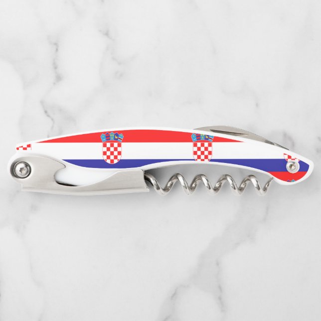 Croatian Flag design pattern wine opener corkscrew (Front)
