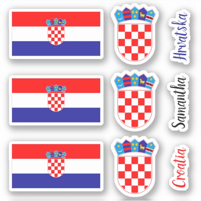 Croatian Flag, Emblem With Custom Name Text (Front)