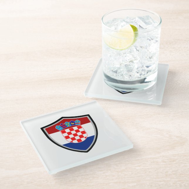 Croatian flag glass coaster (Angled)