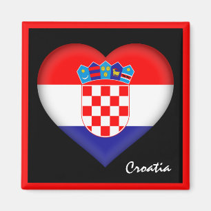 Croatian flag & Heart Croatia holiday /sports Magnet
