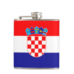 Croatian Flag & Heart, travel Croatia /sports fans Hip Flask