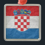 Croatian Flag Metal Ornament<br><div class="desc">The Funniest Ornaments,  T-shirts,  Hoodies,  Stickers,  Buttons and Novelty gifts from http://www.Shirtuosity.com.</div>