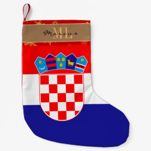 Croatian Flag stocking, Croatia, monogram Small Christmas Stocking