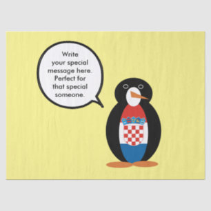 Croatian Flag Talking Ms Penguin Personalised Tissue Paper