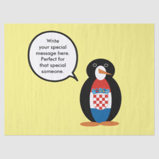 Croatian Flag Talking Ms Penguin Personalised  Tissue Paper