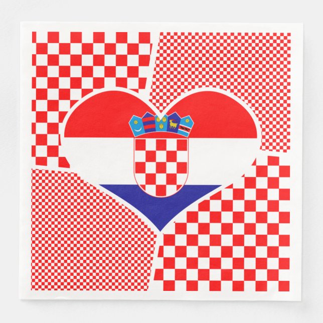 Croatian Flag with Checkers Collage Napkin (Front)