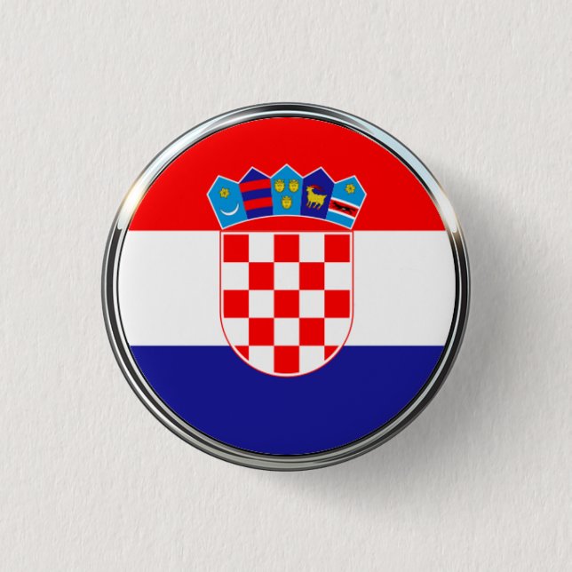 Croatian Flag With Coat of Arms 3 Cm Round Badge (Front)