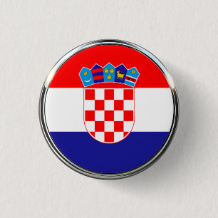 Croatian Flag With Coat of Arms 3 Cm Round Badge