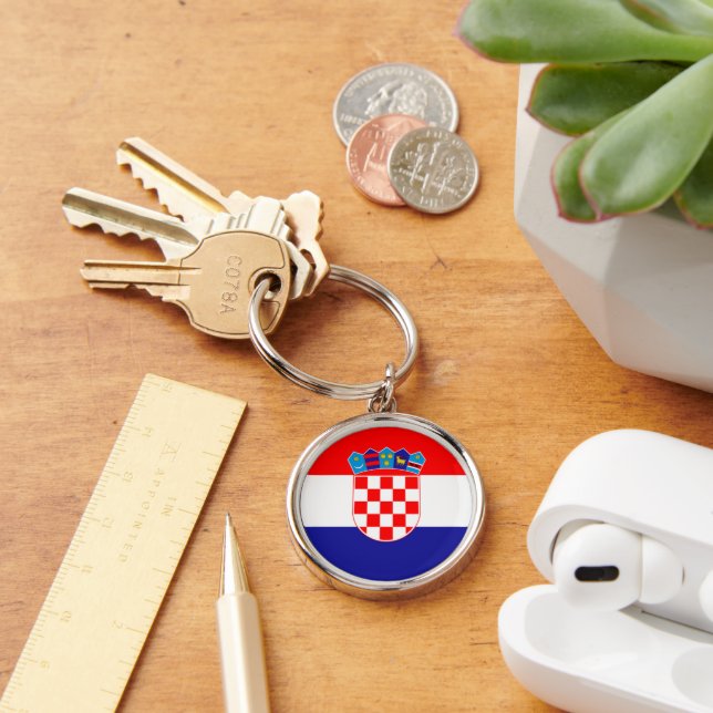 Croatian Flag with Coat of Arms Key Ring (Desk)