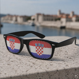 Croatian Flag With Coat of Arms Retro Sunglasses