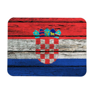 Croatian Flag with Rough Wood Grain Effect Magnet