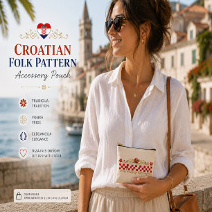 Croatian Folk Pattern Accessory Pouch